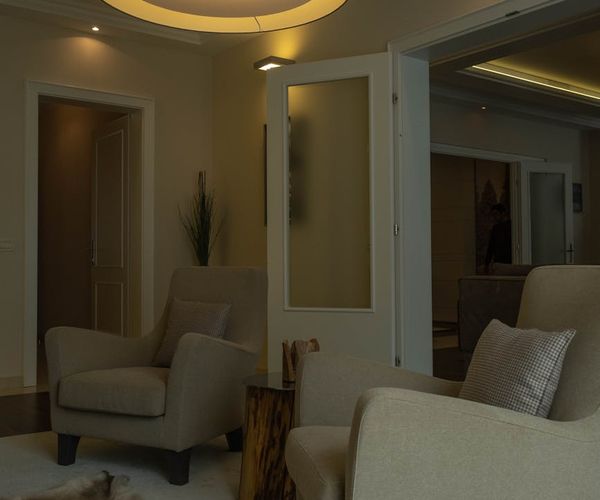 A welcoming and minimalist space designed for relaxation and practice.